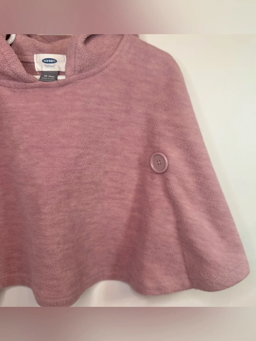 Toddler Girls' Plum Pink Micro Fleece Old Navy Hooded Poncho Cape Jacket 18-24mo